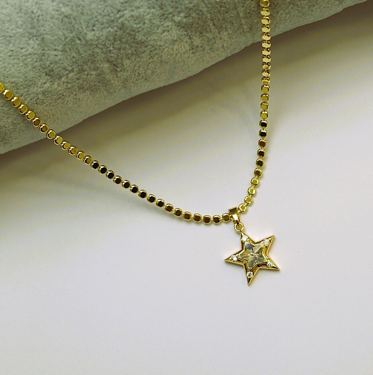 14K Rengi Yıldız Çelik Kolye TK359