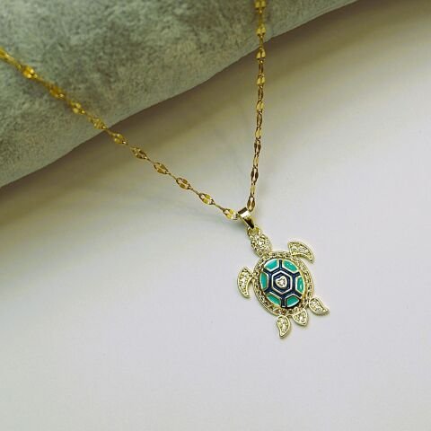 14K Rengi Kaplumbağa Çelik Kolye TK360