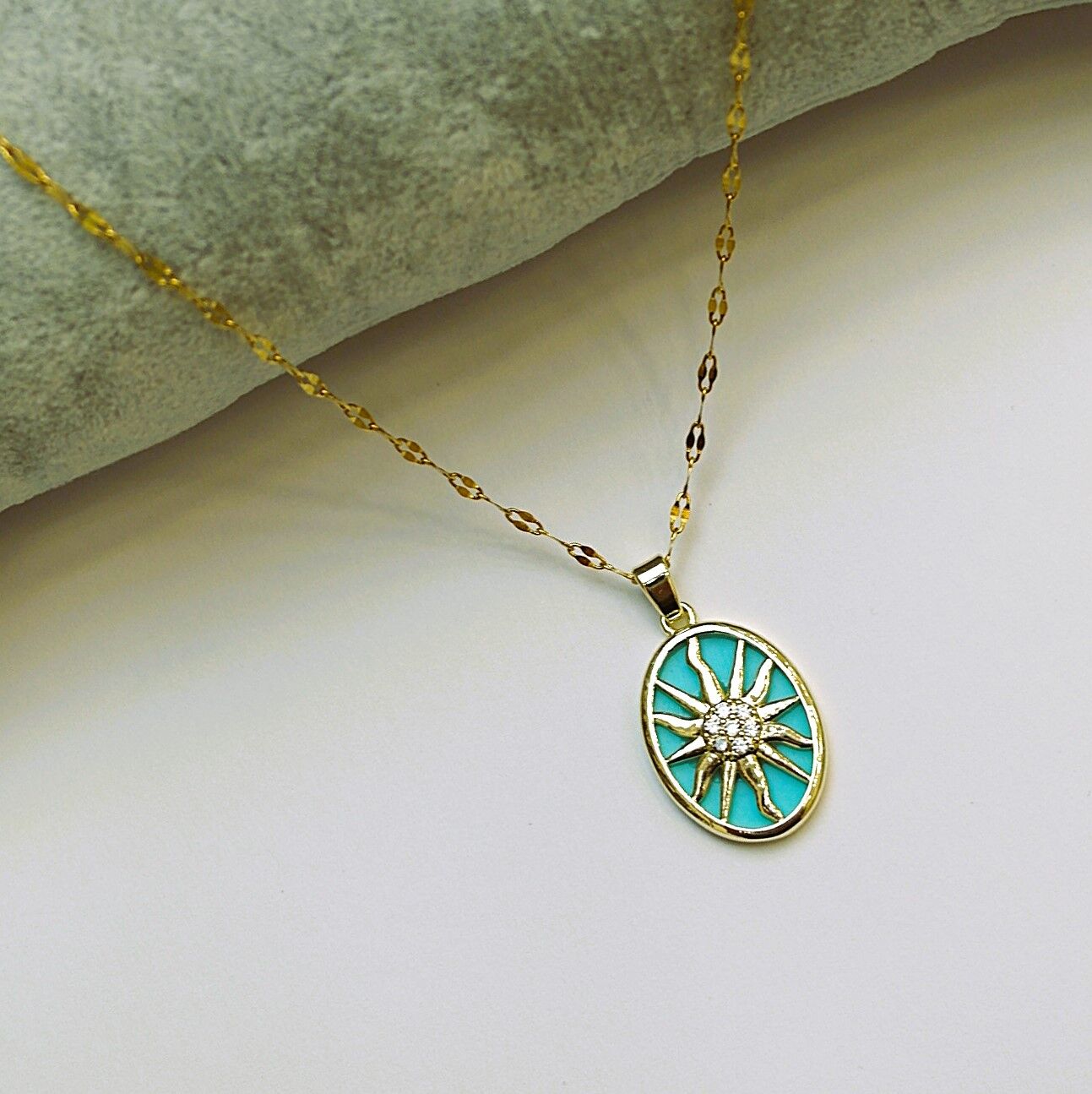 14K Rengi Güneş Çelik Kolye TK363