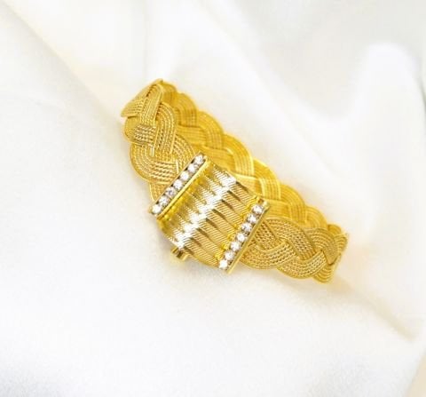 İmitasyon Altın Renginde Hasır Kelepçe Bilezik AB21