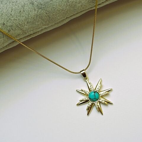 14K Rengi Güneş Çelik Kolye TK370