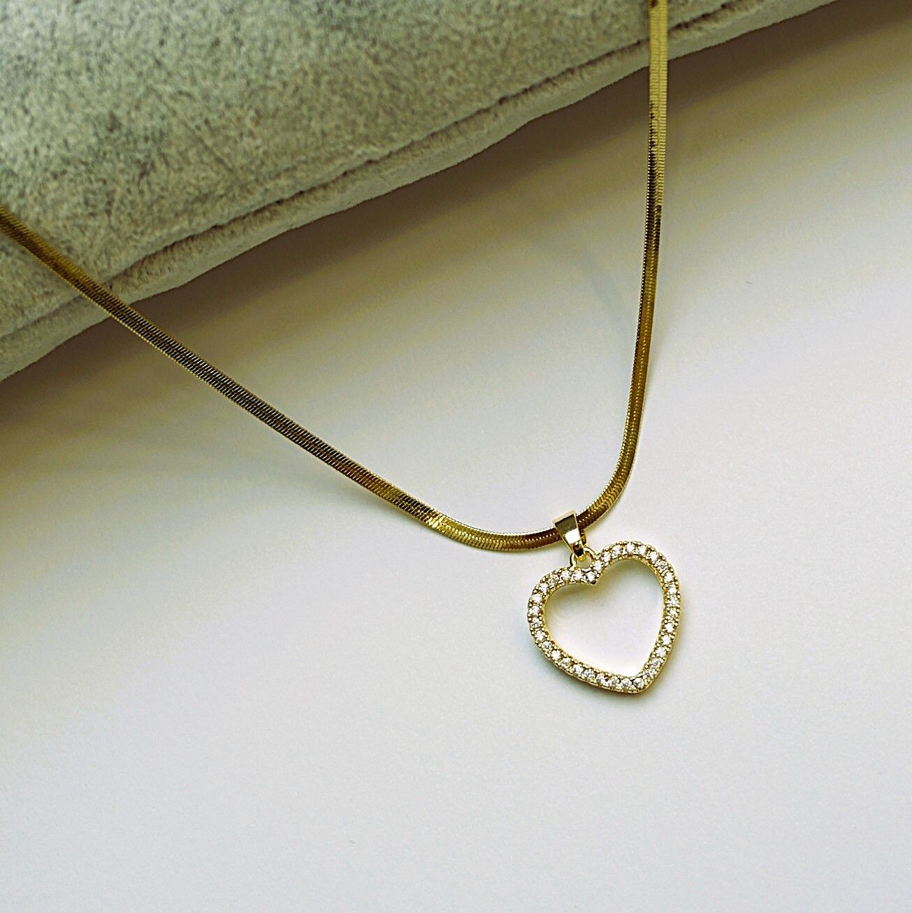 14K Rengi Kalp Çelik Kolye TK371