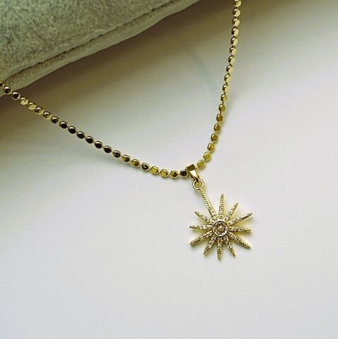 14K Rengi Güneş Çelik Kolye TK372