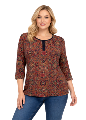 42/44/46 Beden Kapri Kol Viskon Bluz PB350