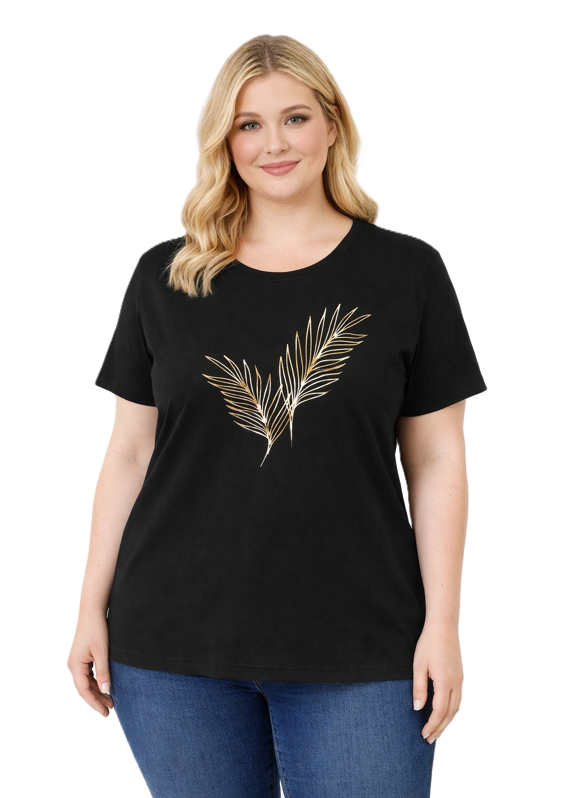 42/44/46 Beden Baskılı Tişört-Siyah PB358