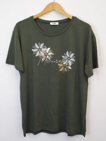 42/44/46 Beden Baskılı Tişört-Haki PB359