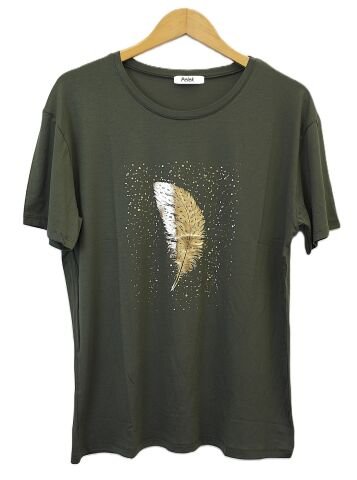 42/44/46 Beden Baskılı Tişört-Haki PB362