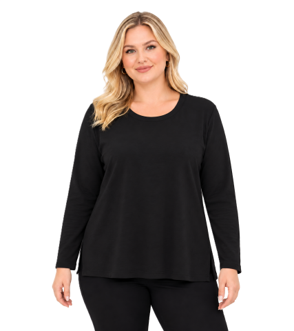 Büyük Beden Basic Bluz-Siyah PB476