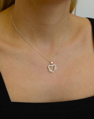 Taşlı Kalp Kolye 925 Ayar Gümüş GK04
