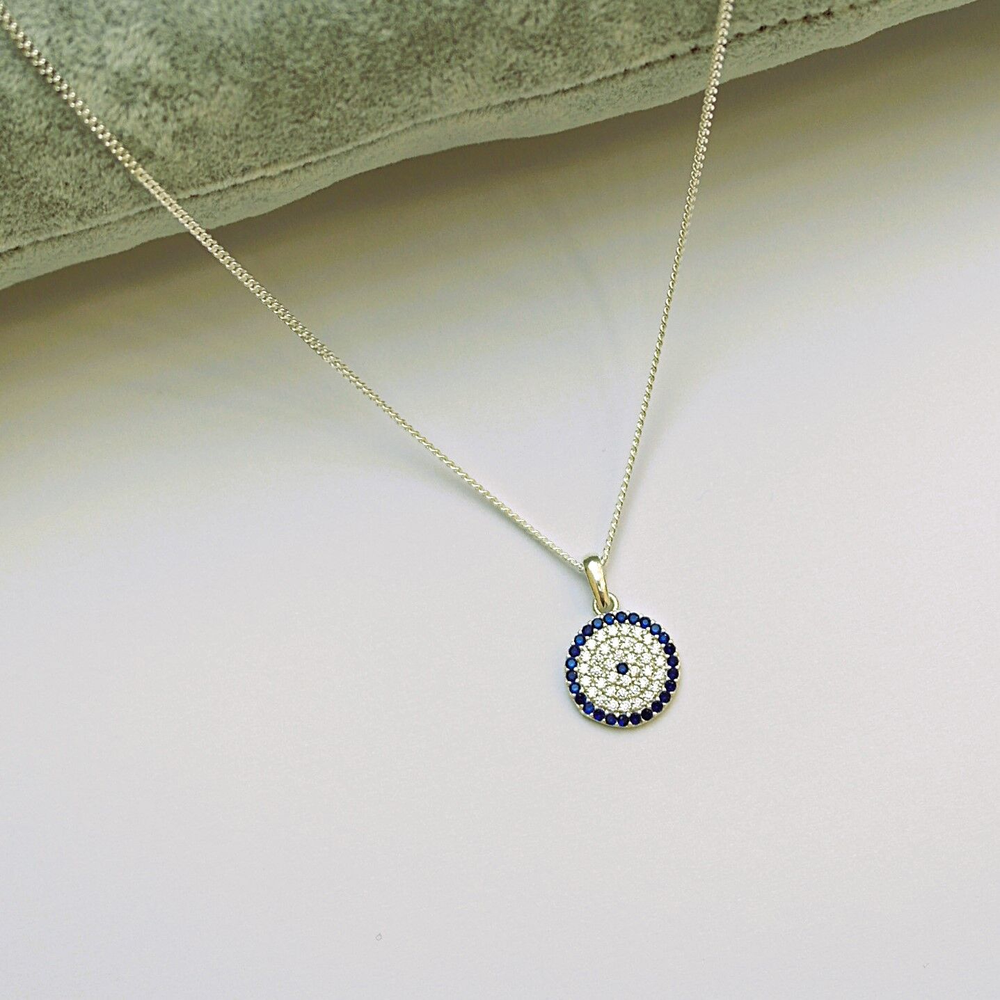 Taşlı Nazar Kolye 925 Ayar Gümüş GK06