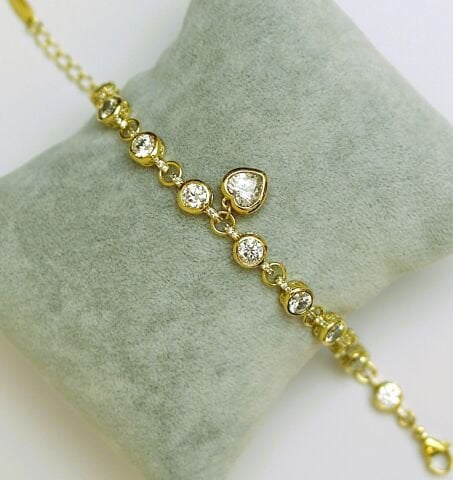 14 Ayar Altın Rengi Xuping Kalp Taşlı Bileklik TBL503