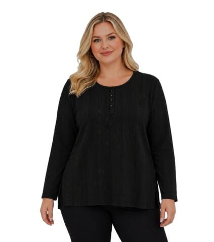 Büyük  Beden Bluz-Siyah PB486