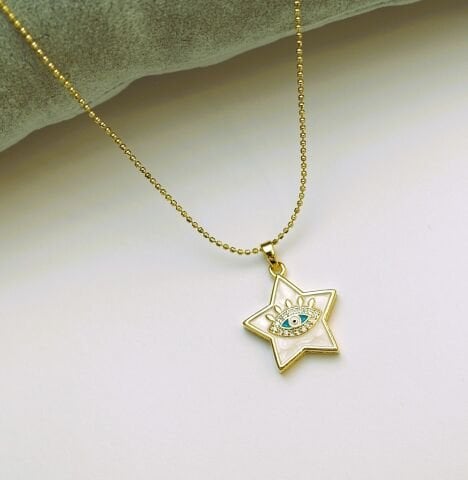 14 K Rengi Xuping Yıldız İçinde Göz Kolye TK285