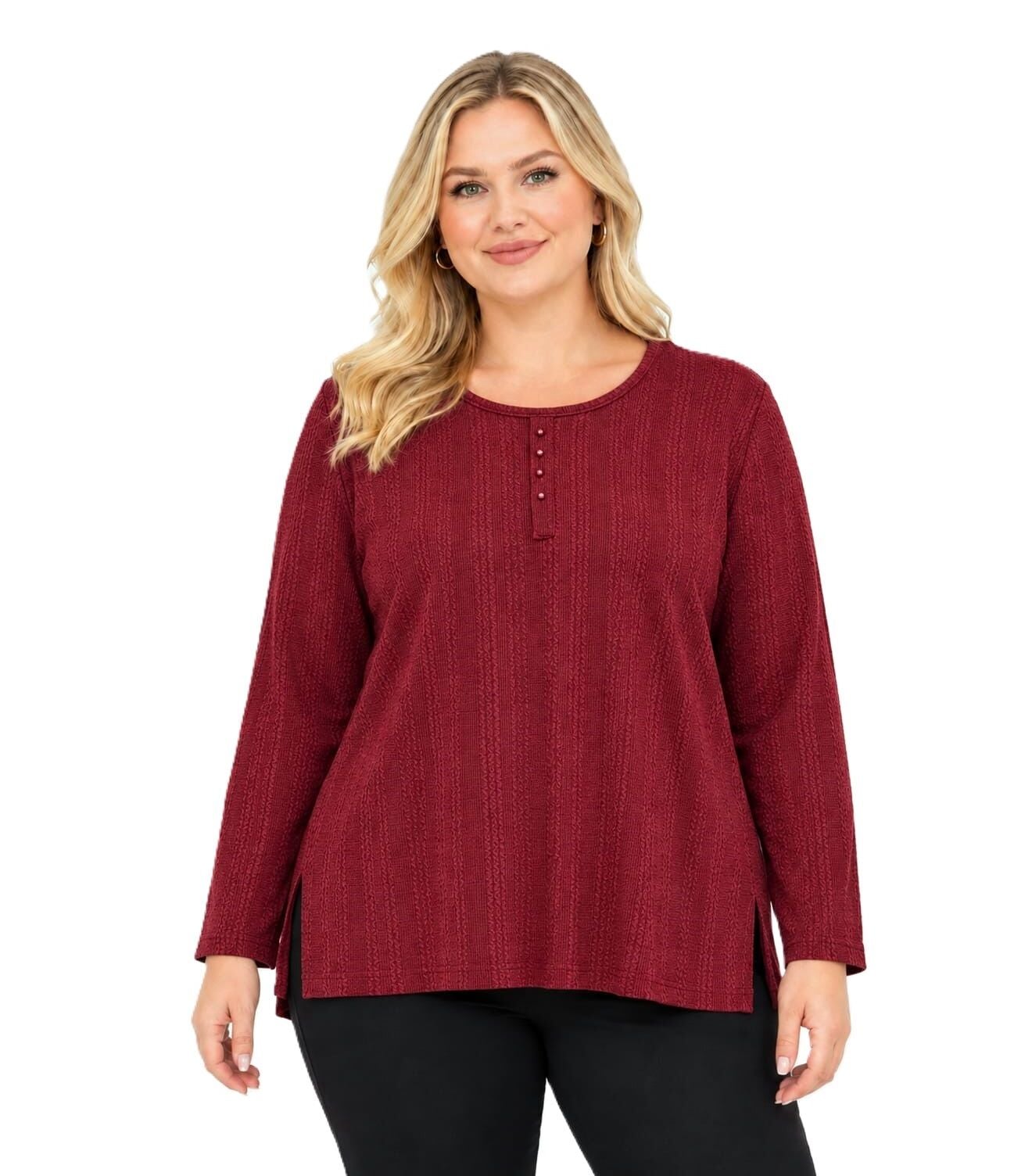 Büyük Beden Bluz-Bordo PB487