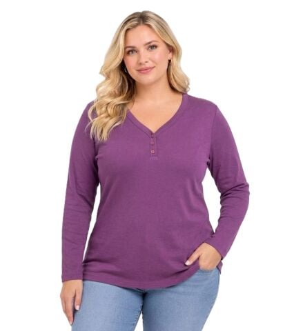B&B Basic Pamuklu Bluz-Mor PB488