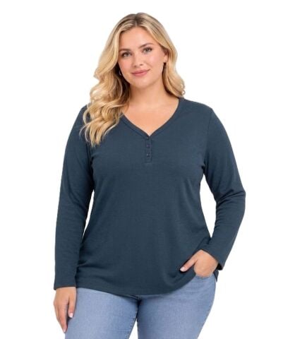 B&B Basic Pamuklu Bluz-Lacivert PB495