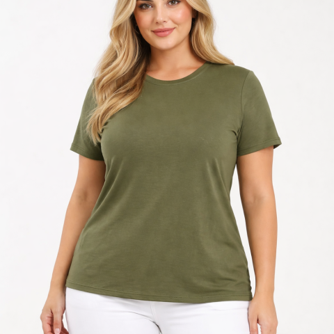 42/44/46 Beden Basic Tişört-Haki PB388