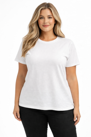 42/44/46 Beden Basic Tişört-Beyaz PB389