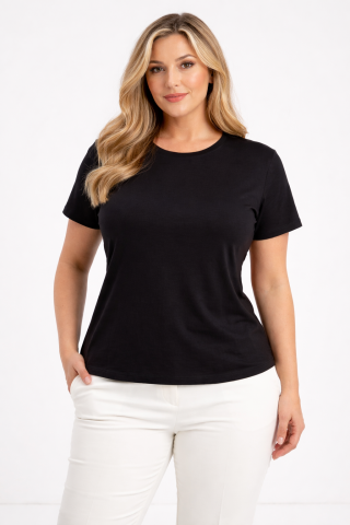 42/44/46 Beden Basic Tişört-Siyah PB390