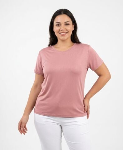 42/44/46 Beden Basic Tişört-Gül Kurusu PB393