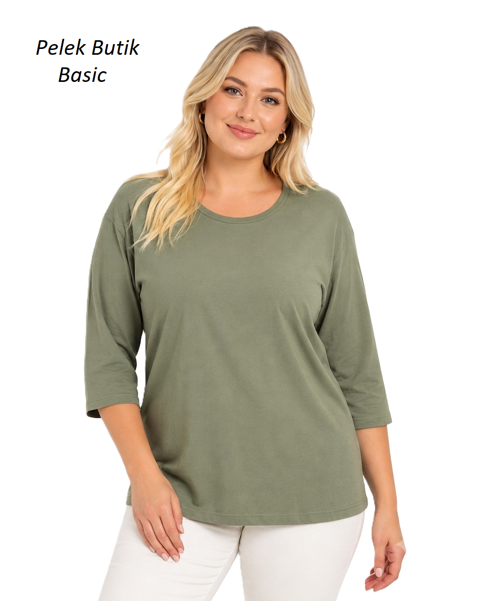 Truvakar Kol Basic Bluz - Haki PK04