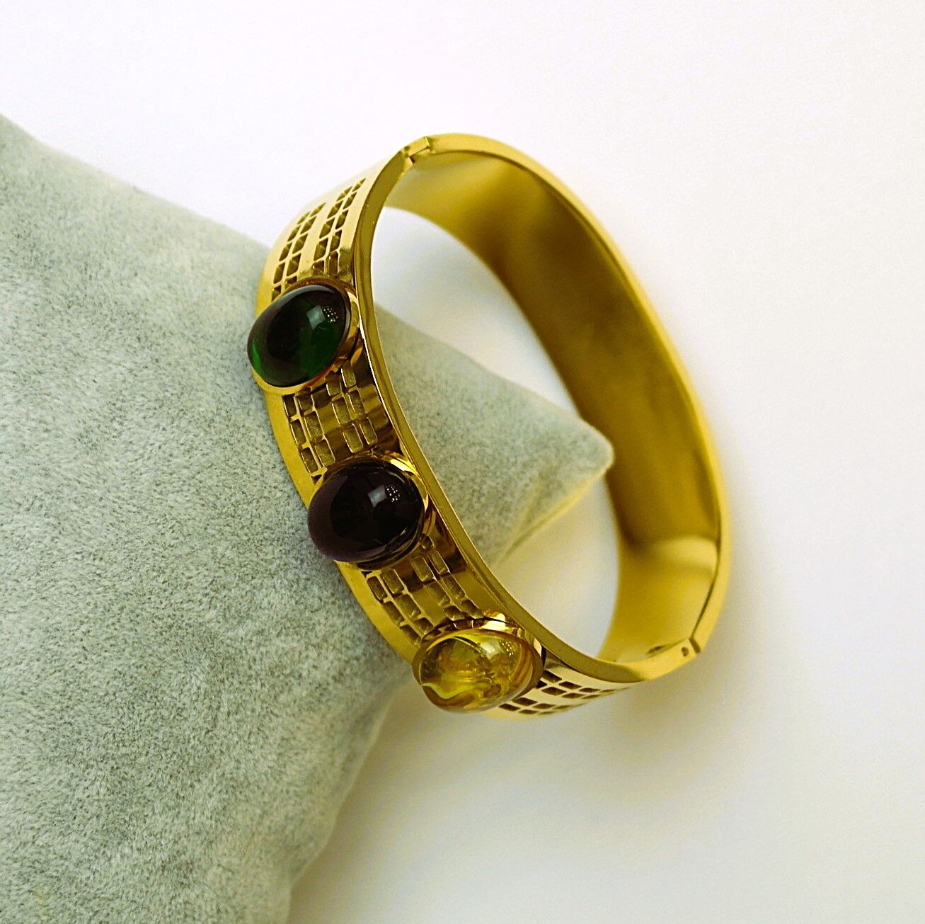 Renkli Taşlı Çelik Kelepçe Bileklik TBL14