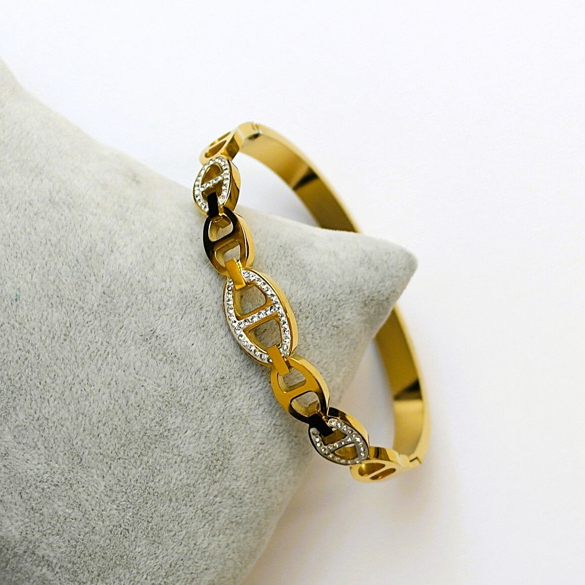 Taşlı Zincir Çelik Kelepçe Bileklik TBL21