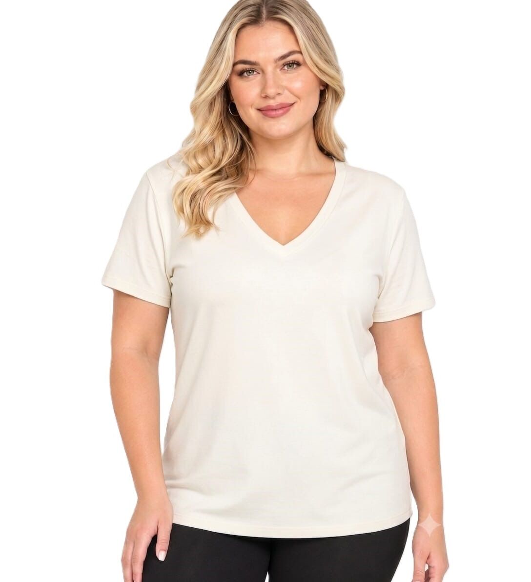 V Yaka Basic T-shirt - Beyaz PK12