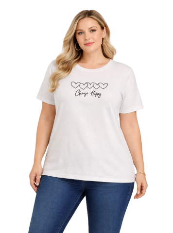 42/44/46 Beden Tişört-Beyaz PB408