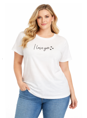 42/44/46 Beden Tişört-Beyaz PB411