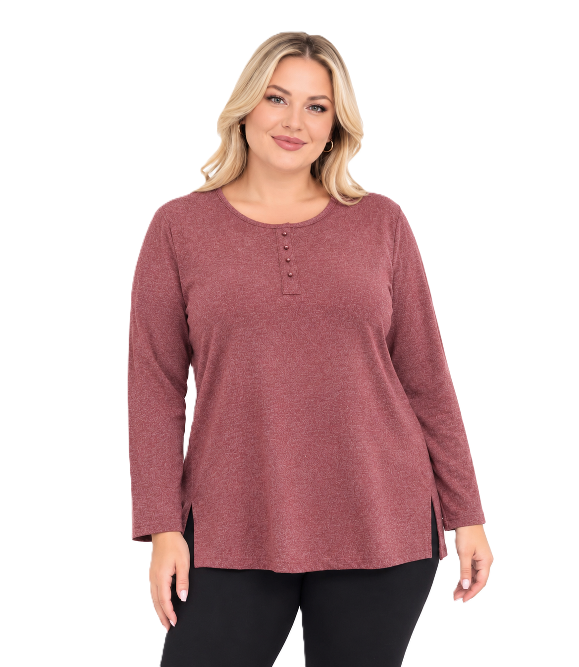 Büyük Beden Yün Viskon Bluz - Bordo PB506