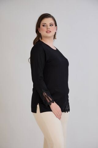 Büyük Beden Bluz - Siyah PB508