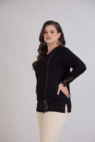 Büyük Beden Bluz - Siyah PB508