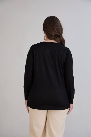 Büyük Beden Bluz - Siyah PB508