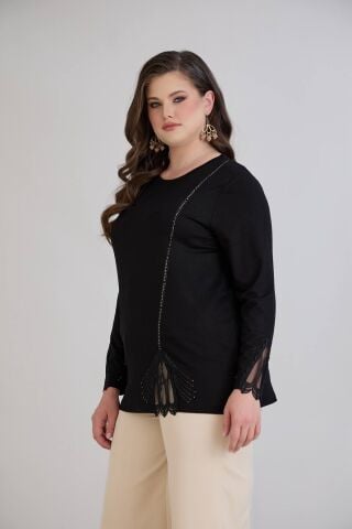 Büyük Beden Bluz - Siyah PB508