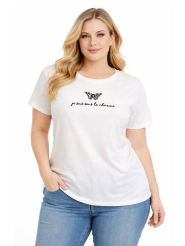 42/44/46 Beden Tişört-Beyaz PB413