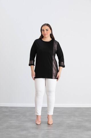Büyük Beden Bluz - Siyah PB511