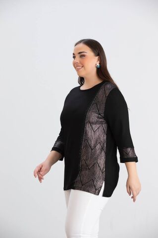 Büyük Beden Bluz - Siyah PB511