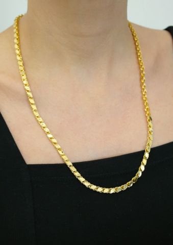 22 Ayar Altın Kaplama Pullu Zincir Kolye AB69