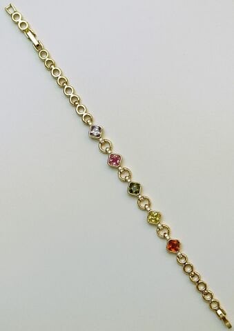 14 K Altın Rengi Xuping Renkli Taşlı Bileklik TBL528