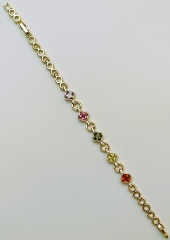 14K Altın Rengi Xuping Renkli Taşlı Bileklik TBL528