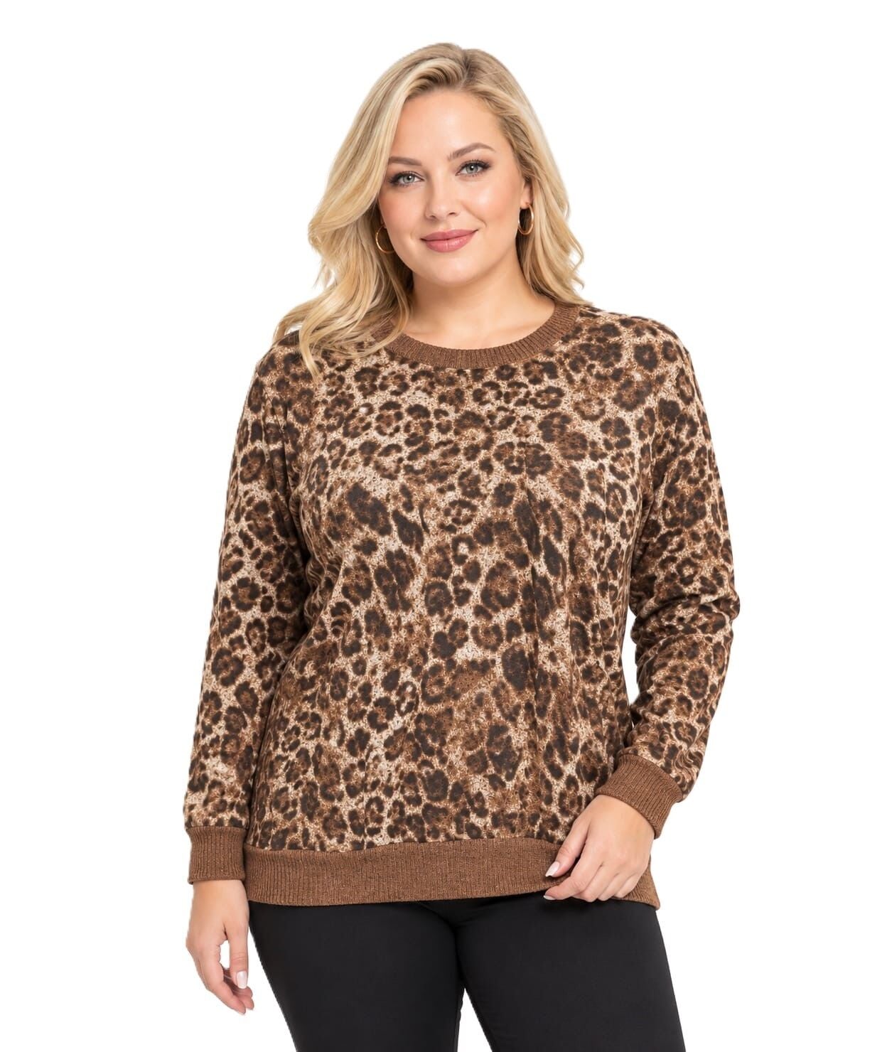 Büyük Beden Leopar Desenli Bluz PB513