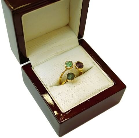 Doğal Taş Altın Kaplama Yüzük DY34