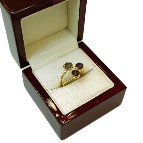 Doğal Taş Altın Kaplama Yüzük DY36