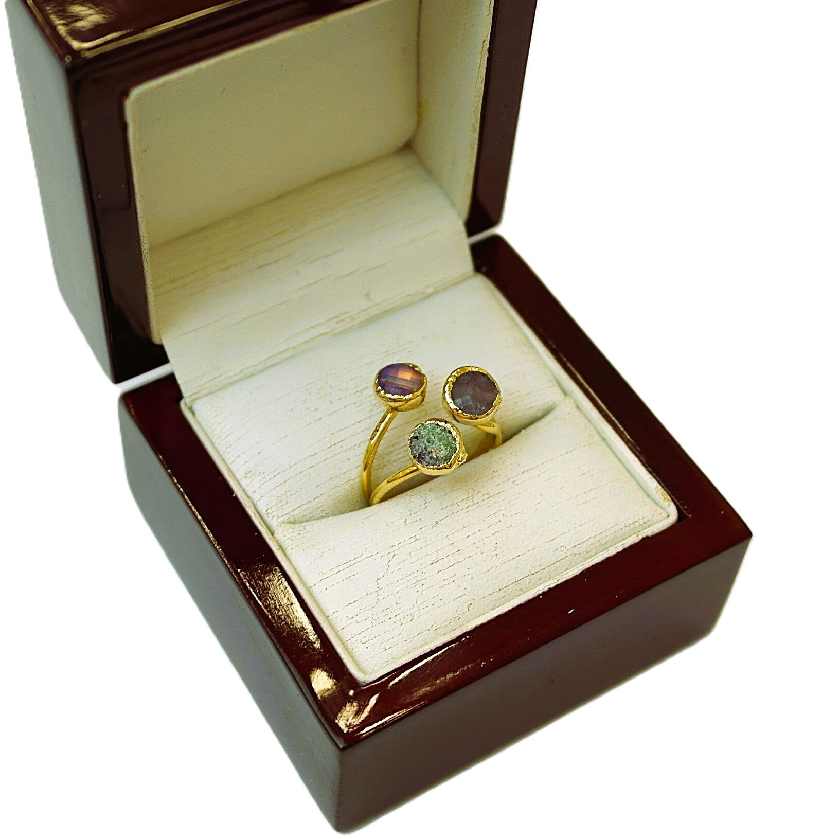 Doğal Taş Altın Kaplama Yüzük DY37