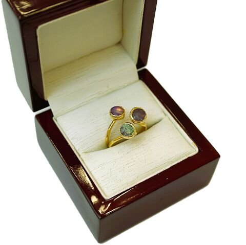 Doğal Taş Altın Kaplama Yüzük DY37