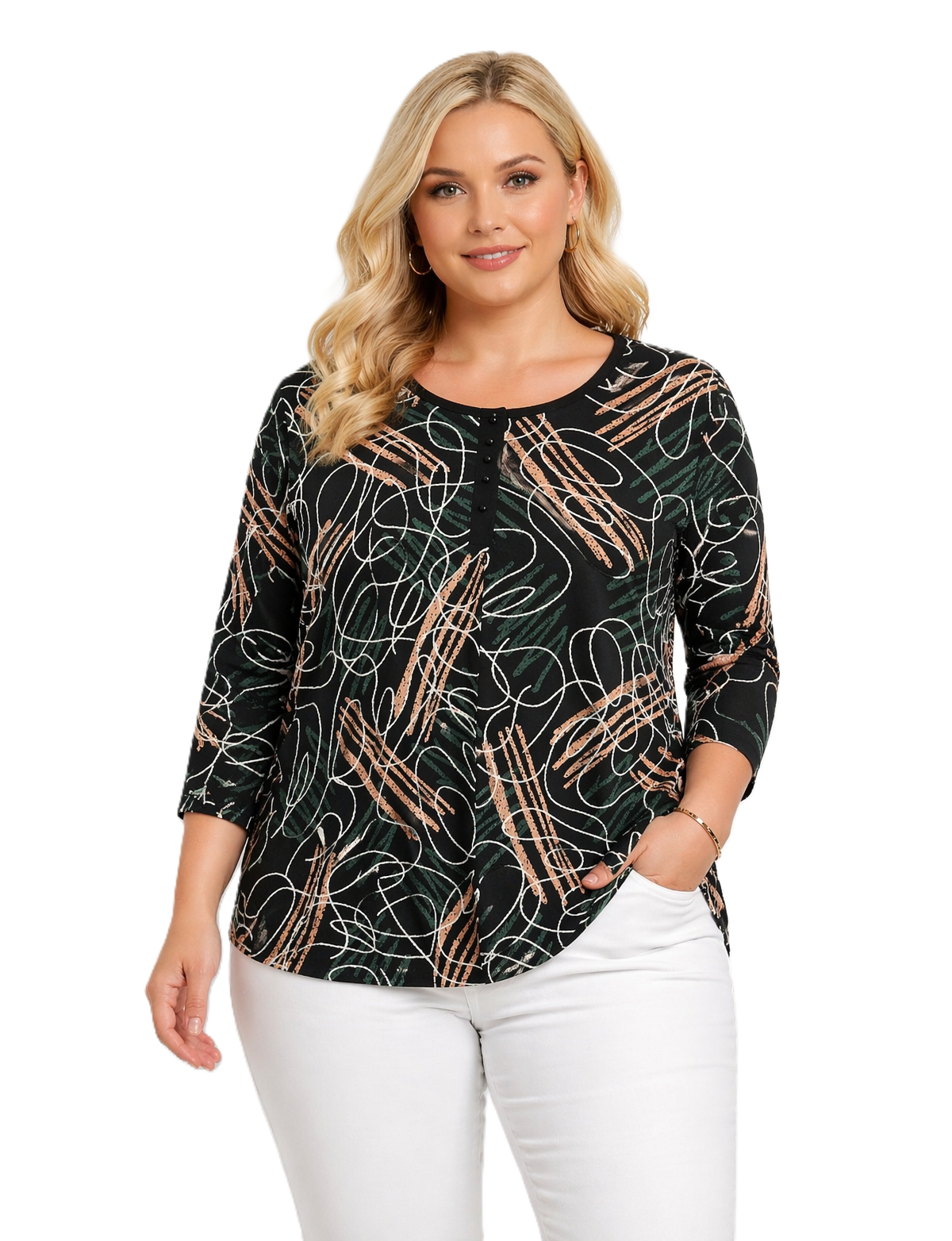 42/44/46 Beden Kapri Kol Viskon Bluz PB427