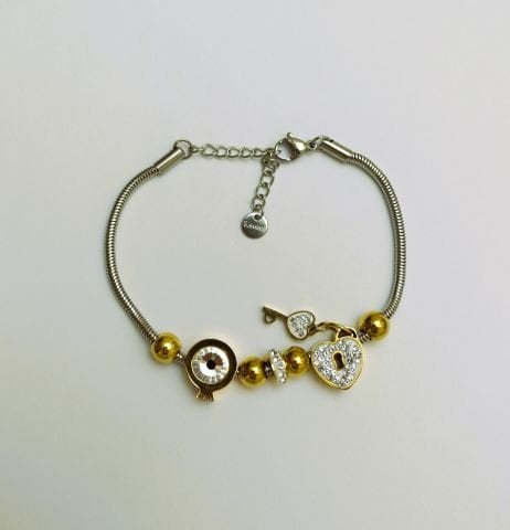 Kalp Anahtar Charm Çelik Bileklik TCH23