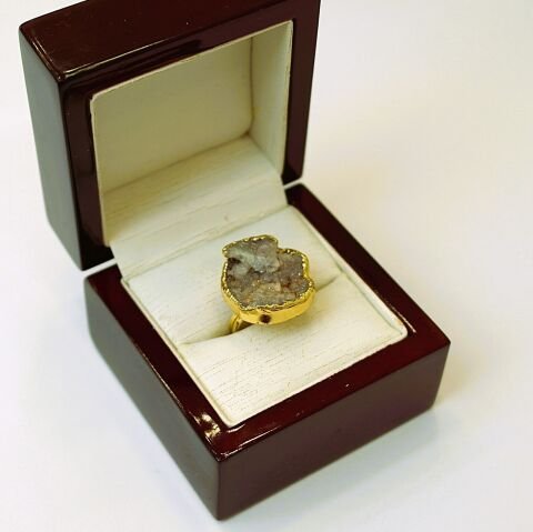 Doğal Taş Kalsit Druze İşlem Görmemiş Yüzük DY38