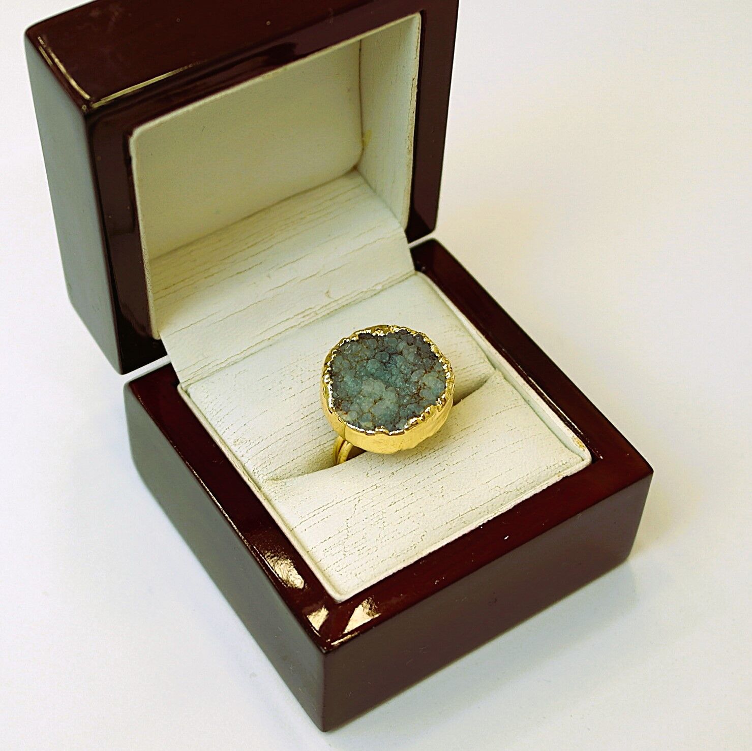 Doğal Taş Kalsit Druze İşlem Görmemiş Yüzük DY39